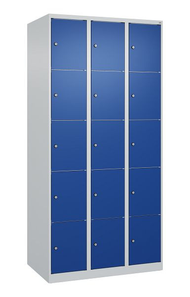 C+P Schließfachschrank Classic PLUS, 3 Abteile, 1850x900x500mm, 7035/5010, 080000-305 S10003