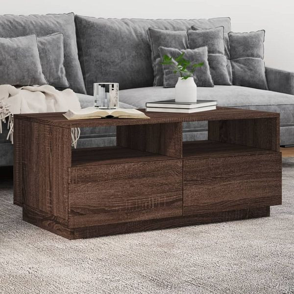vidaXL Couchtisch mit LED-Leuchten Braun Eichen-Optik 90x49x40 cm, 839839
