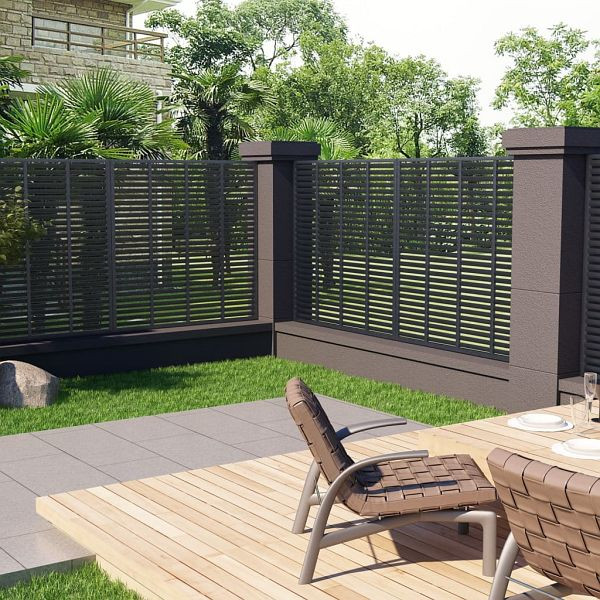 vidaXL Lamellenzaun WPC 180x180 cm Grau, Material: WPC, PVC, 318107