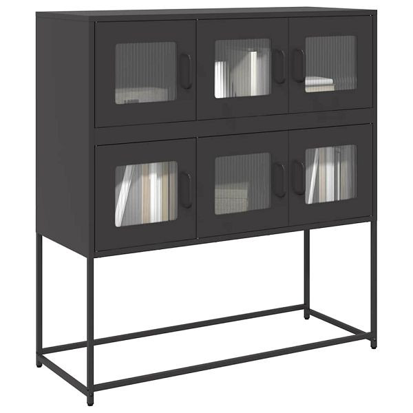 vidaXL Sideboard Schwarz 100,5x39x107 cm Kaltgewalzter Stahl, 853422