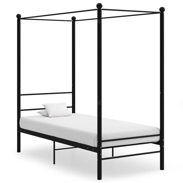 vidaXL Himmelbett Schwarz Metall 90x200 cm, pulverbeschichtet, 325051
