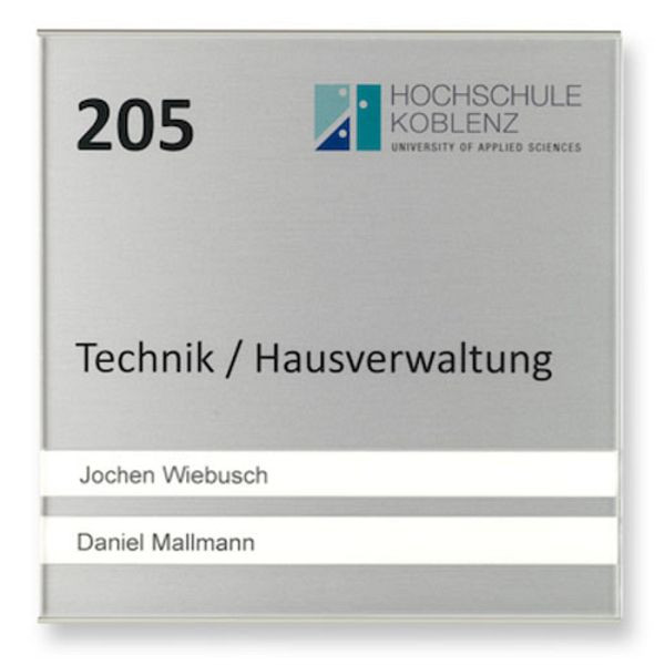 Stein HGS Türschild -Unitex BX+- für Textstreifen, 3 Nuten, mit Einlegefolie, mit Zimmer-Nr. und Festtext, mit Logo, 34044-03
