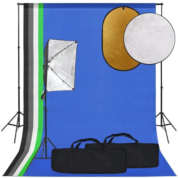 vidaXL Fotostudio-Set mit Softbox, Hintergrund und Reflektor, 3094670
