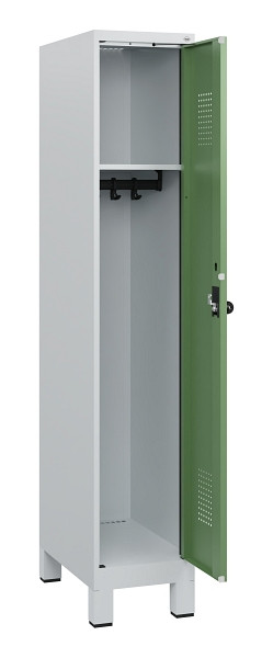 C+P Spind Evolo PLUS, Füße, 1 Abteil, 1630x300x500mm, 7035/6011, Drehriegel, 0490105-10 S10010