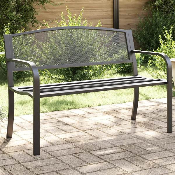 vidaXL Gartenbank 119 cm Schwarz Stahl, 4002827, 8721012475649