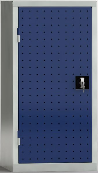 KLW Universalschrank, 500mm breit, 1000x500x430mm mit gelochter Flügeltür links, 2 verstellbare Fachböden, verzinkt, 7FN-AF1000YL-5024XRB
