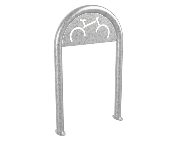 Procity Fahrradbügel in Büroklammerform Ø60 mm mit Fahrrad-Beschilderung - Auf Bodenplatten, Feuerverzinkt, 291052