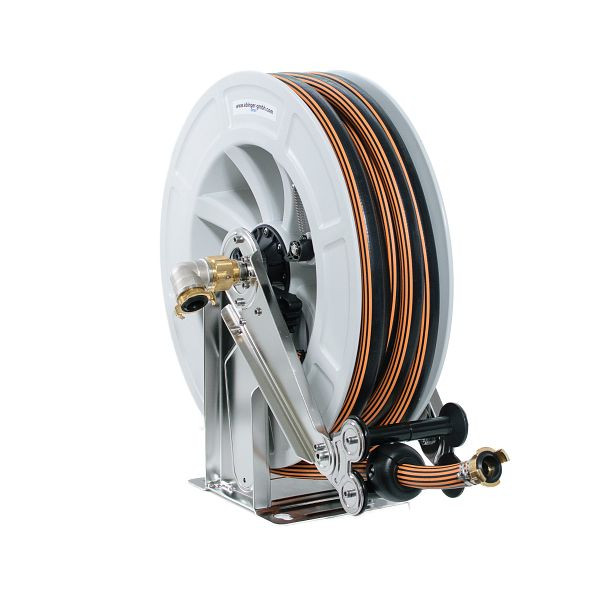 Ebinger Schlauchaufroller OSK 500 mit ABS-Kunststoffgehäuse, Rahmen und Achse in Edelstahl, Medium: Heißwasser, 15 m Schlauch, ID: 3/4", 3.504.135