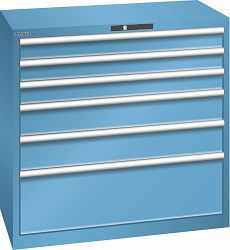 LISTA Schubladenschrank 54x27E (BxTxH) 1023x572x1000mm KEY Lock, Lichtblau, 6 Schubladen, Traglast Schubladen 75 - 200 kg, 78.754.010