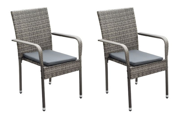 Merxx Barcelona Sessel, 2er Set, inkl. Auflagen, Stahlgestell mit Kunststoffgeflecht, 51137-209