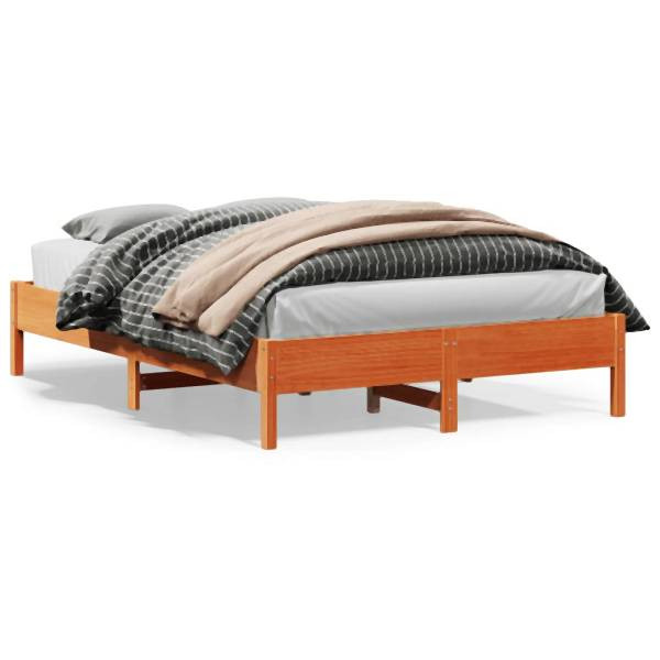 vidaXL Massivholzbett Wachsbraun 150x200 cm Kiefer, 842697