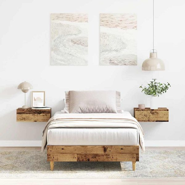 vidaXL Bettgestell ohne Matratze Altholz-Optik 90x190cm Holzwerkstoff, 861091