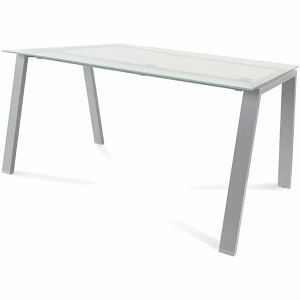 Rocada Schreibtisch Blanca, Maße 140x80x73 cm, Gestell grau Platte Glas satiniert, 2001MID05