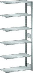 LISTA Anbauregal L1006 (BxTxH) 1000x500x2500mm 160kg, Regalstützenpaar inklusive 3 Tiefenstreben, Farbe: Lichtgrau, 50.227.020