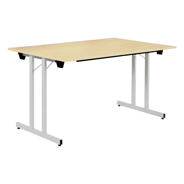 Bisley Klapptisch, rechteckig, Breite 1600 mm, Tiefe 800 mm, 19mm Tischstärke, 399 chrom x MP ahorn, KT1608MP399