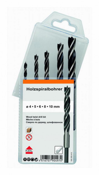 KEIL Holzbohrer Sortiment Holzspiralbohrer MultiPack 5-teilig, A1.180.350.410