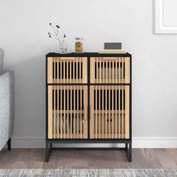 vidaXL Sideboard Schwarz 60x30x75 cm Holzwerkstoff, 352116