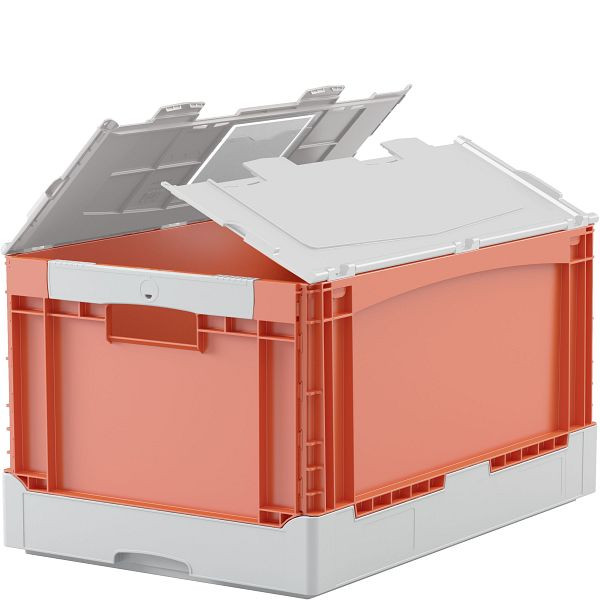 BITO KlappboxEQD64281 orange, Durchfassgriff Deckel, 400x297x600mm, 31456