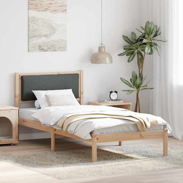 vidaXL Bettrahmen Dunkelgrau 100 x 200 cm Massives Kiefernholz, 878140