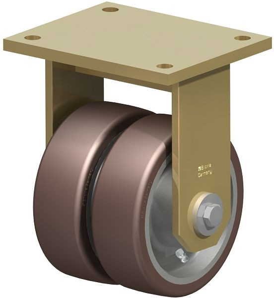 Blickle BSD-GB 150K-35 Stahlgeschweißte Schwerlast-Doppel-Bockrolle, Blickle Besthane®, Braun, 742819