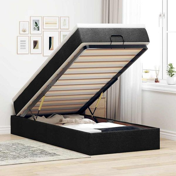 vidaXL Ottoman-Bett mit Matratze Schwarz 80x200 cm Stoff, 3311066