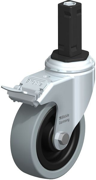 Blickle LKRA-VPA 101K-11-FI-EV13 Apparate-Lenkrolle mit Expander & Feststeller, Vollgummi, Grau, 848224