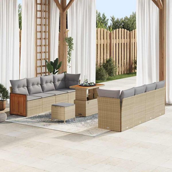vidaXL Garten-Sofa-Set 11-teilig Beige und Hellgrau 90 x 55 x 71 cm, 3363282