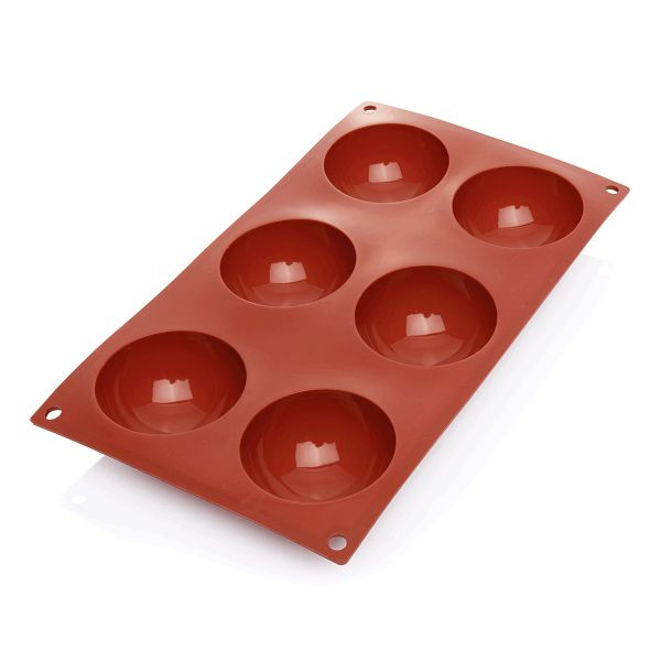 WAS Cake Pan 31 red Backform, 6 Formen, Halbkugel, Silikon, 3162007