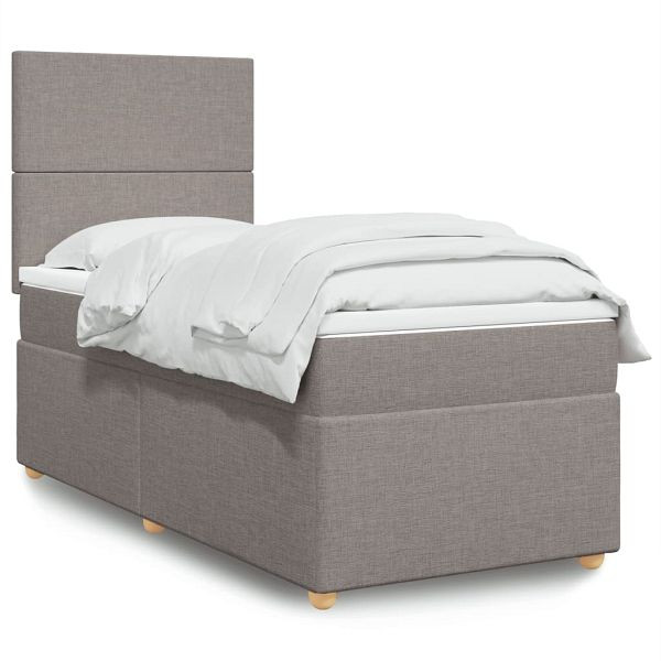 vidaXL Boxspringbett mit Matratze Taupe 100x200 cm Stoff, 3293488