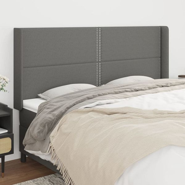 vidaXL Kopfteil mit Ohren Dunkelgrau 203x16x118/128 cm Stoff, 3119463