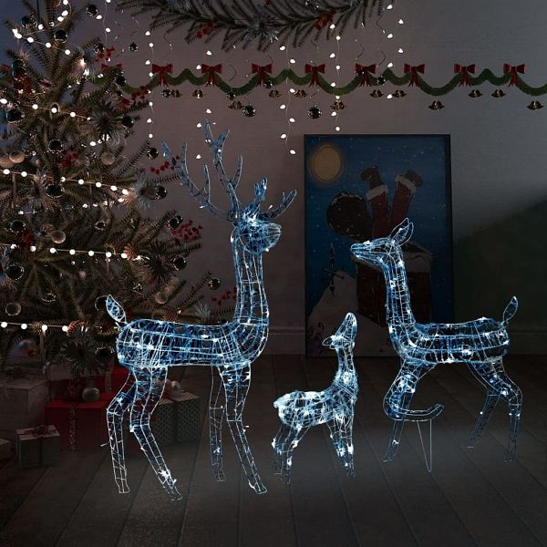 vidaXL LED-Rentier-Familie Weihnachtsdeko Acryl 300 LED Kaltweiß, 329794