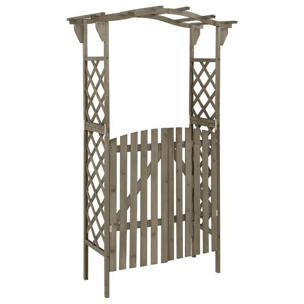 vidaXL Pergola mit Tor 116x40x204 cm Grau Massivholz Tanne, 316393