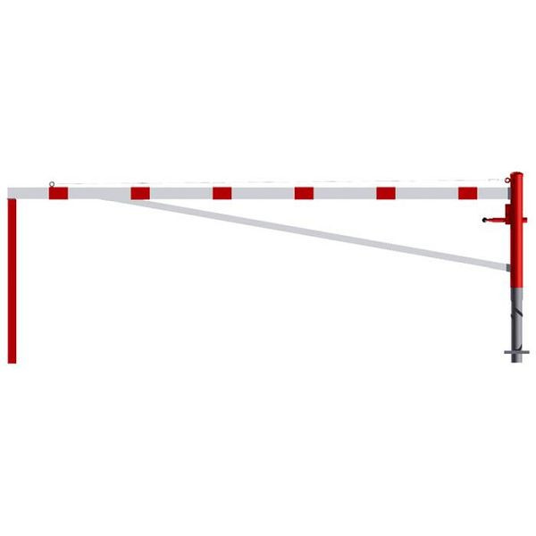 Stein HGS Drehschranke, horizontal schwenkbar mit zwei Auflagestützen, 4000 mm, DK-Schloss nach DIN 3223, zum Einbetonieren, empfohlene Fundamenttiefe 900 mm, 4213.40-fb