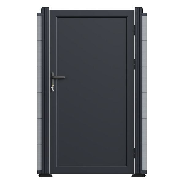 T&J Aluminium Uni-Einzeltor, anthrazit, 100 x 173 cm, vormontiert, Alu-Füllung, ohne Pfosten, inkl. Beschlägen, Schloss und Drücker, 45429