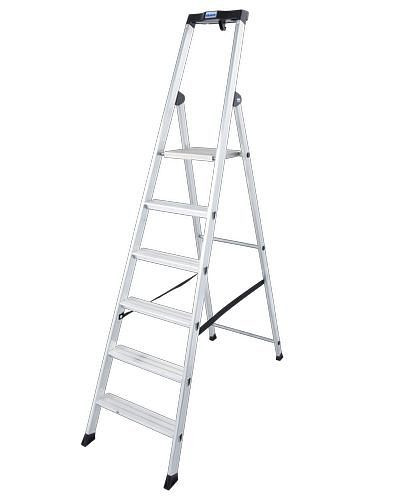 Krause Stufenstehleiter Solido, Aluminium, extrem rutschfeste Plattform, 6 Stufen, 257462