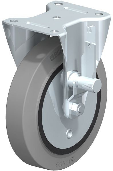 Blickle B-GEV 200K-TB-SG Bockrolle mit Trommelbremse, Elastik-Vollgummi, Grau, 757564