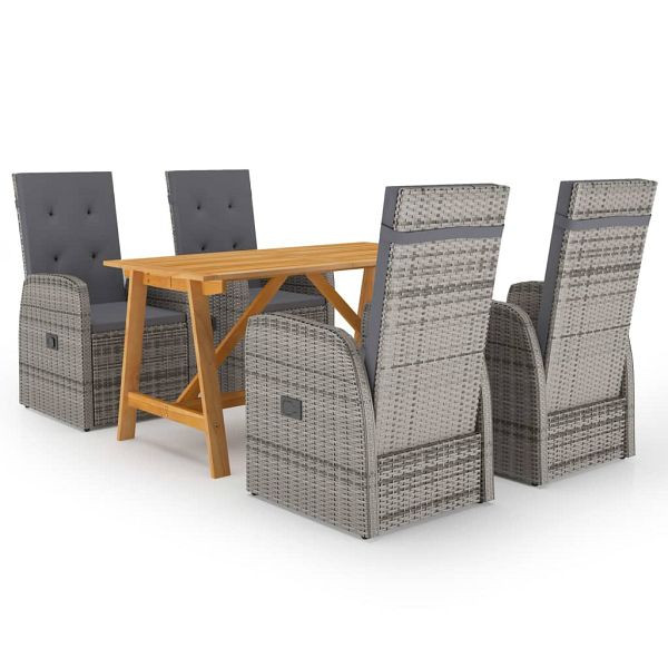 vidaXL 5-teilig Garten-Essgruppe Grau, 3068765