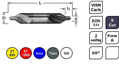SPPW Zentrierbohrer VHM+X.Cut DIN333 Form A - 6,30x16,0, 6233670630