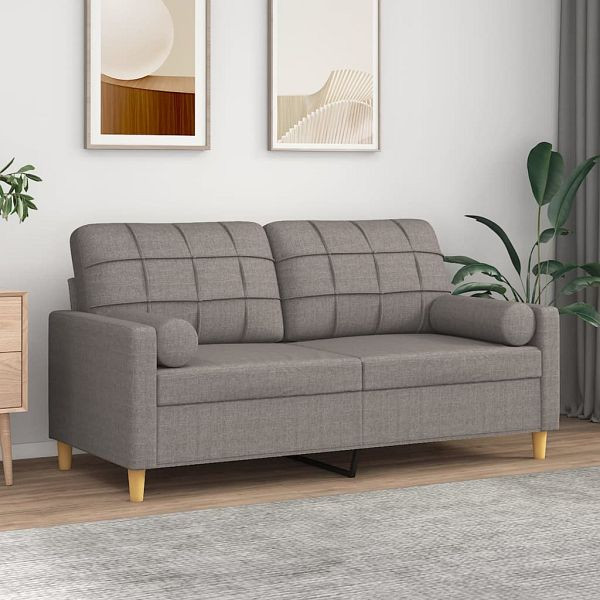 vidaXL 2-Sitzer-Sofa mit Zierkissen Taupe 140 cm Stoff, 3200789