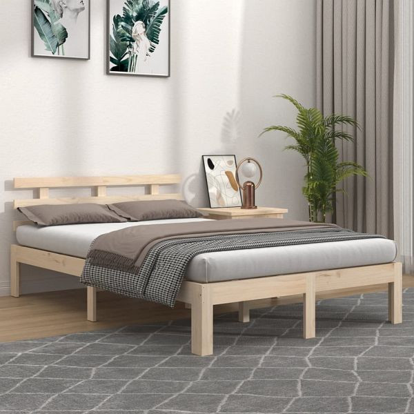 vidaXL Massivholzbett 140x200 cm, Top-Qualität, Kiefernholz, unbehandelt, 814754
