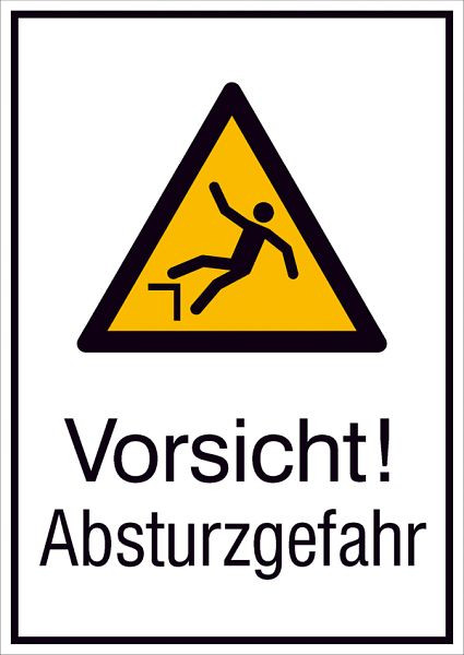 SafetyMarking Warn-Kombischild, Vorsicht! Absturzgefahr, BxH 26,2x37,1 cm, Aluminium, 11.A8032