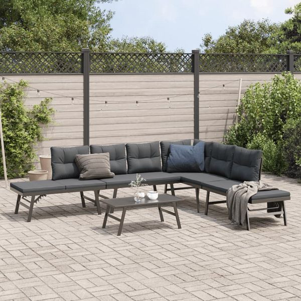 vidaXL 5-teilig Garten-Sitzgruppe mit Kissen Schwarz Stahl, 3283720