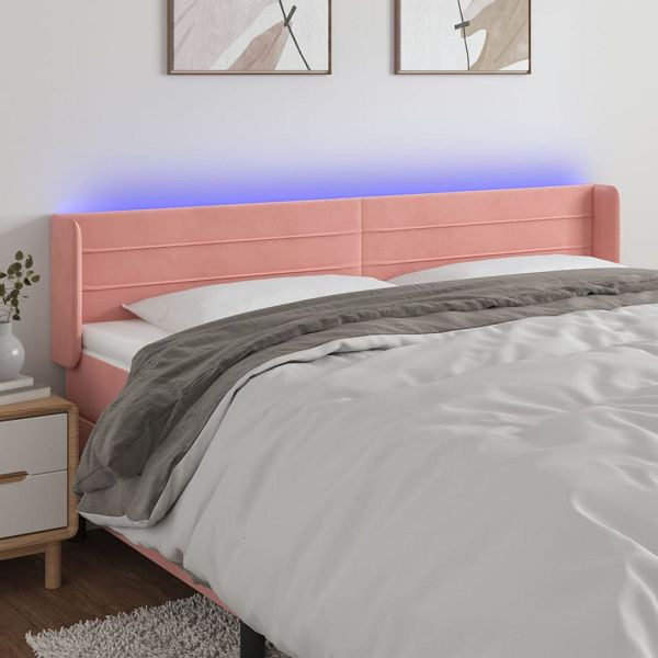vidaXL LED Kopfteil Rosa 163x16x78/88 cm Samt, Füllung: Schaumstoff, 3123435