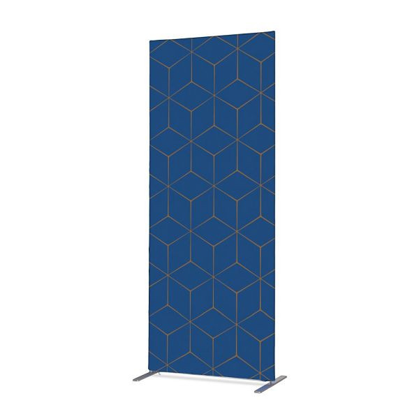 Showdown Displays Textil Raumteiler Deko 85-200 Doppel Hexagon Blau-Braun ECO, ZBSLIM085-200-DSI14ECO