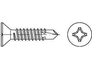 Bohrschrauben DIN 7504 Stahl P 4,8 x 22 -H galvanisch verzinkt, Senkkopf VE=S (1000 Stück)