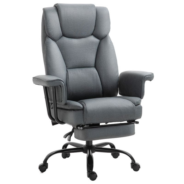 Vinsetto Bürostuhl Ergonomischer Chefsessel 360° Drehbar Computerstuhl höhenverstellbar mit Kopfstütze und gepolsterte Armlehnen mit Fußstütze, 920-064