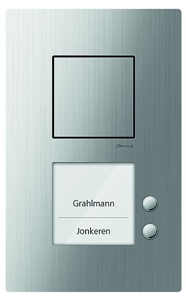 TCS Audio Außenstation Serie Carus IRIS mit 2 Klingeltasten (rechtsbündig), AP silber, CAE1002-0150