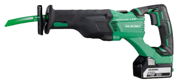 HiKOKI 18V Akku-Säbelsäge (Brushless), 2 x 5.0Ah, 130mm Schnitttiefe, CR18DBL (5.0) (Transportkoffer), CR18DBLWJZ