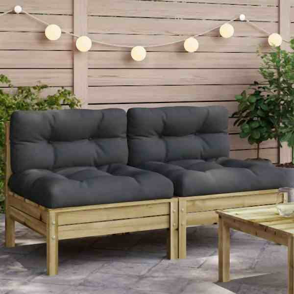 vidaXL Gartensofa ohne Armlehnen mit Kissen 2 Stück Kiefernholz, 838164
