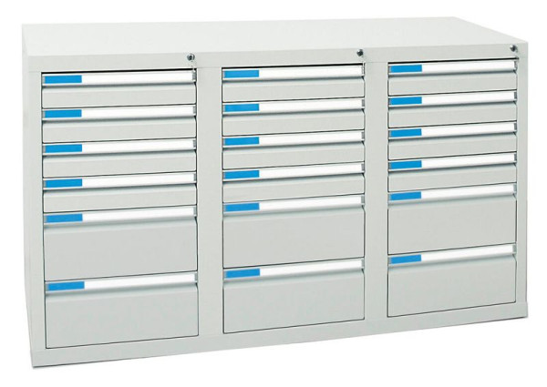 stumpf Schubladenschrank Serie ESTA, RAL 7035/7035, 18 Schubladen (12x100, 6x200 mm), 7603507
